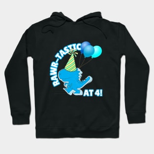 Rawr-Tastic at 4 Dinosaur Theme Boy's Birthday Party Hoodie